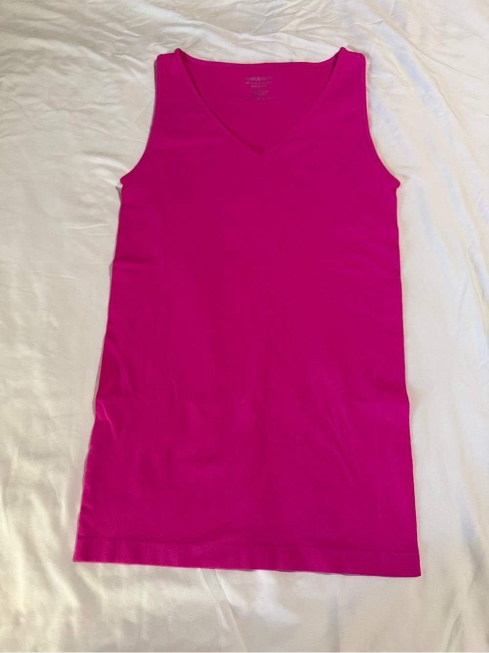 New Zenana Outfitters Magenta Fuchsia Seamless V-Neck Longline Tank L/XL